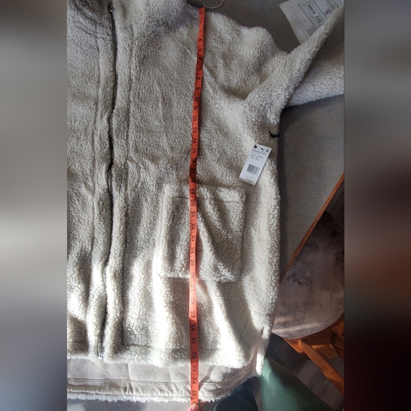 BLACK TAPE CREAM PLUS SIZE SHERPA HOODED ZIP UP LONG SWEATSHIRT - Picture 8 of 8